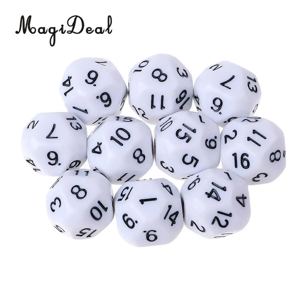 20pcs 16 Sided D16 14mm Acrylic Opaque Dices for Role Playing Game RPG Dice