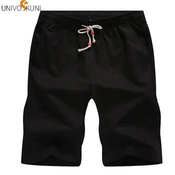 

UNIVOS KUNI 2019 Summer New Fashion Shorts Men Fit Slim KneeLength Short Casual Solid Men Shorts Plus Size M-5XL Men Shorts Q596