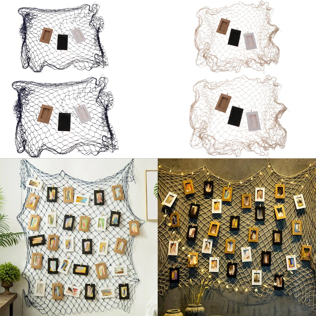 DIY Mediterranean Style Photo Hanging Display Frames 59.05x78.74inch Fishing Net Picture Frames Photo Frame Holder