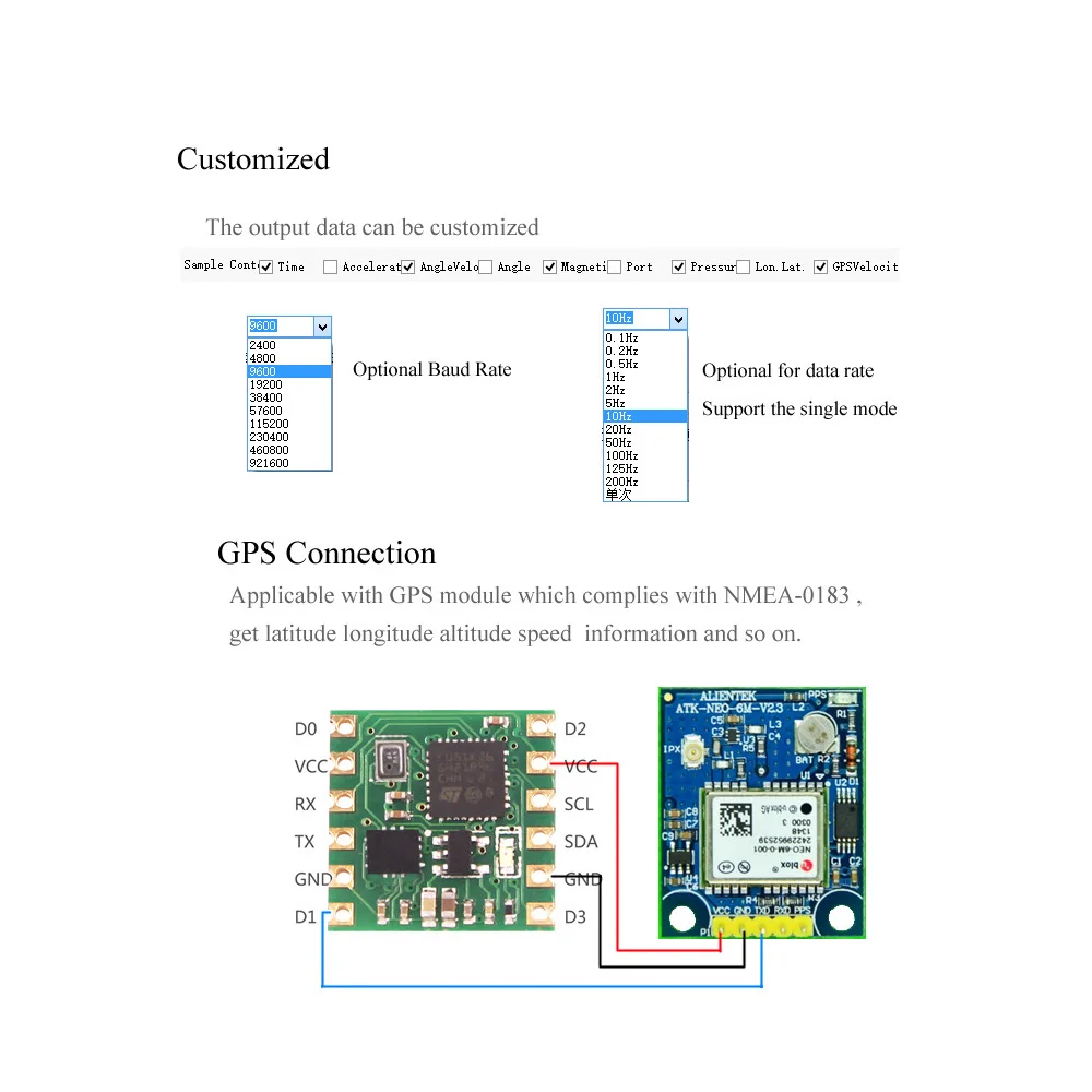 Serial port 6-axis accelerometer / gyroscope BMI160 module, Kalman filter, angle
