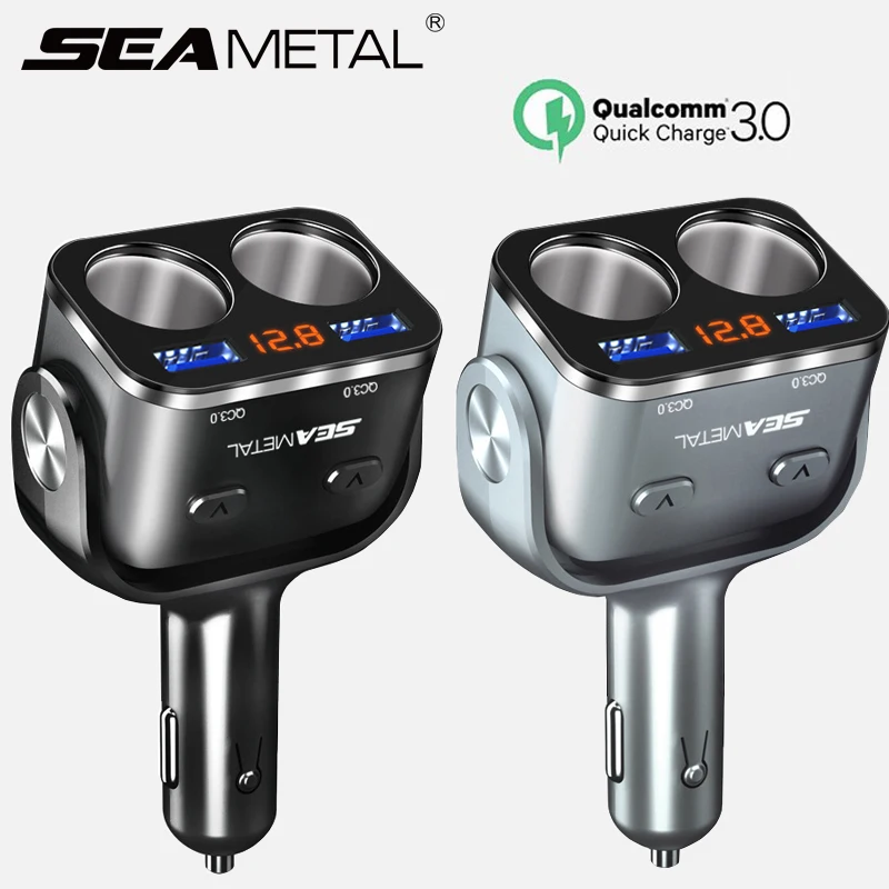 

12V USB Car Charger Cigarette Lighter Socket Splitter Auto USB Charger Dual QC 3.0 USB Charge Cigarette Lighter Sockets Adapter