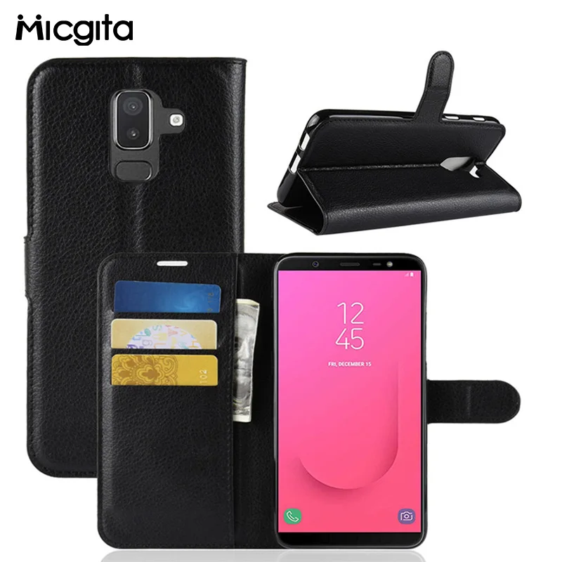 Micgita чехол для samsung J8 2018 флип телефона Личи шаблон бумажник кожаный Galaxy чехлы