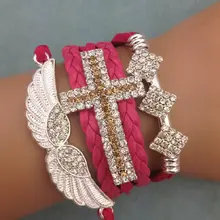 1 шт. бесконечно ручная работа браслет. металл очарование, воск шнур, кожаный браслет, модный драгоценный браслет 3664