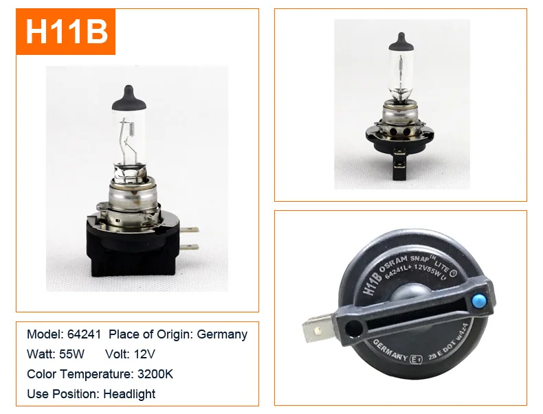 Лампа Ксеноновая OSRAM H1 H3 H4 H7 H8 H9 H11 H13 H15 H16 9005 9006 9007 9008 880 881 H8B H9B H11B HB3 HB4 Автомобильные фары противотуманные лампы авто лампы, 1X