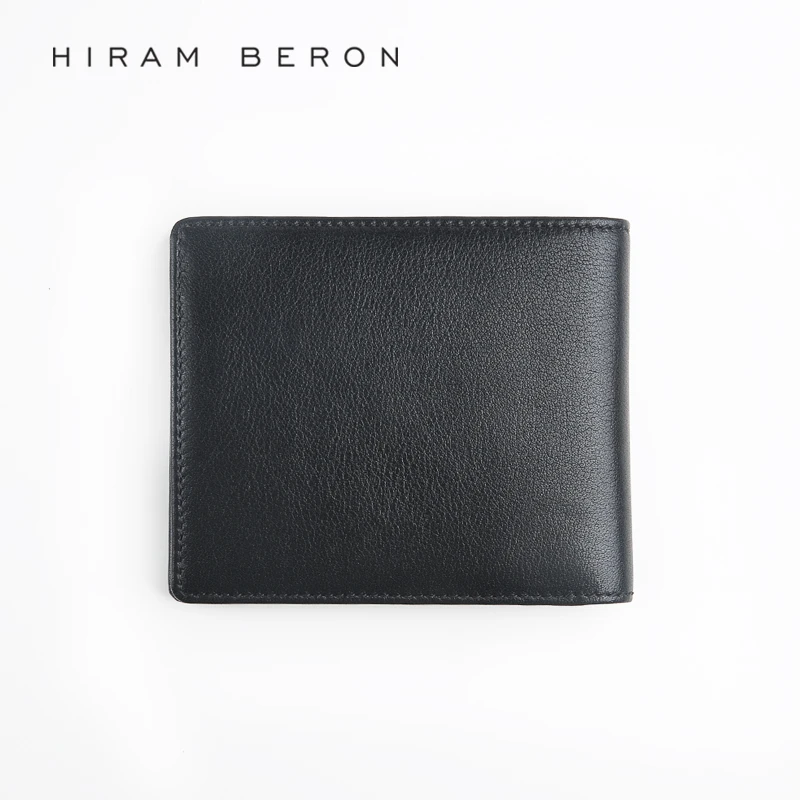 Hiram Beron Leather Wallet Men RFID Blocking Customized Holder Cow Leather Wallet Credit Card Genuine Wallet Men Gift 4
