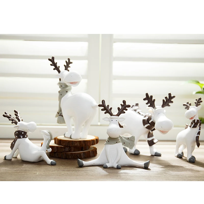 

Ornaments Christmas Deer Figurines Christmas Set Decorations Christmas Deer for New Year Decoration Toys Resin Animal Figurines