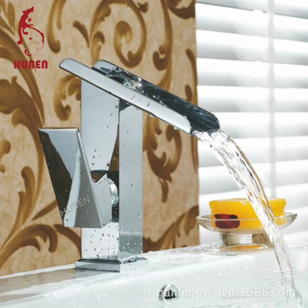 

Tiger Ben Full copper faucet waterfall basin faucet washbasin single hole faucet hot and cold taps basin faucet