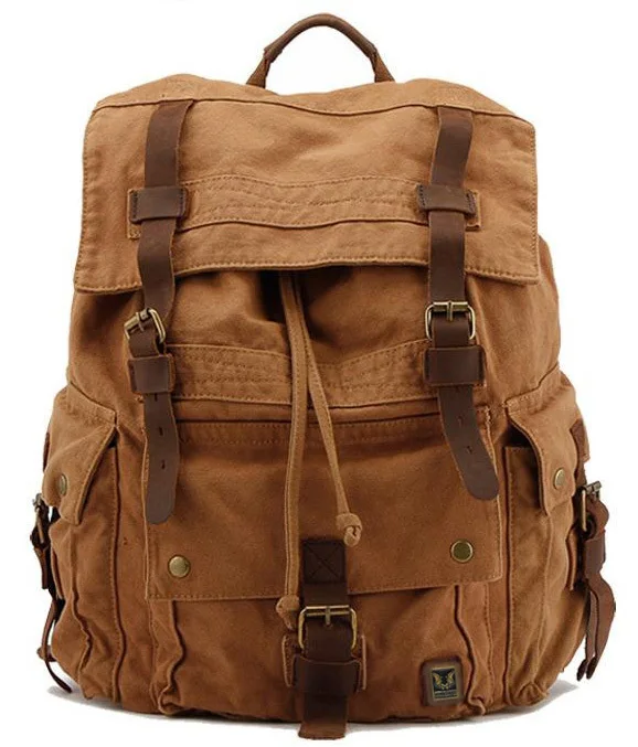 19" Canvas Sport Rucksack Camping School Satchel Laptop Hiking Backpack #965 