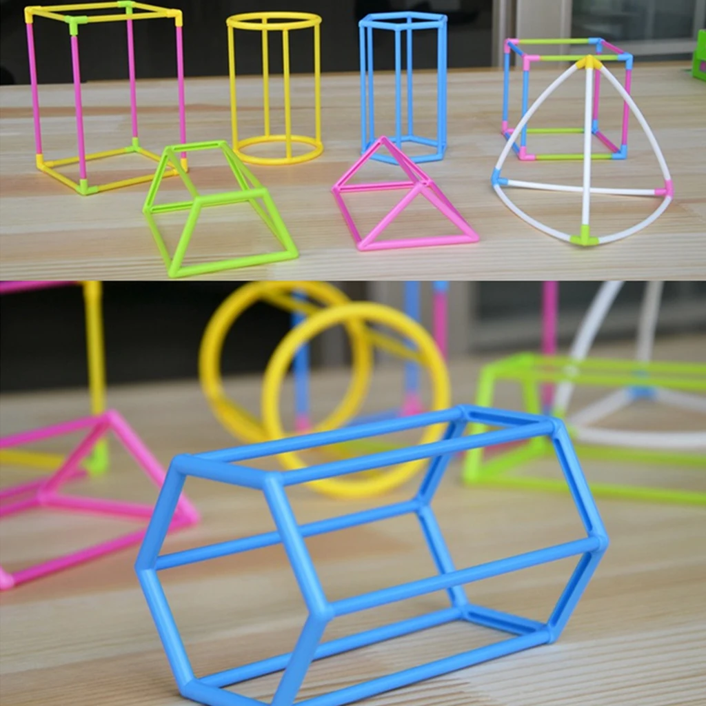 

DIY Math Shape Building Construction Kit Teaching Aids Kids Math Toy with Storage Box