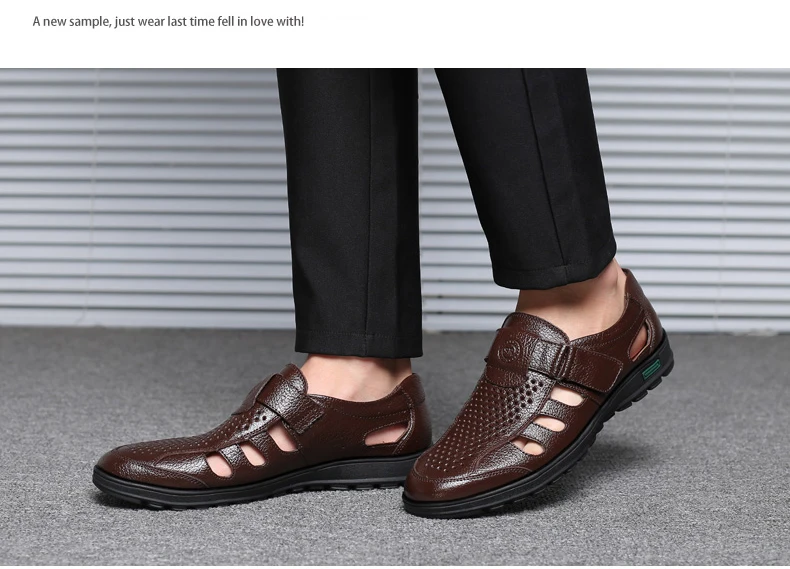 BIMUDUIYU мужские летние сандалии из натуральной кожи Повседневная дышащая обувь мужская пляжная обувь с закрытым носком мужские сандалии на резиновой подошве
