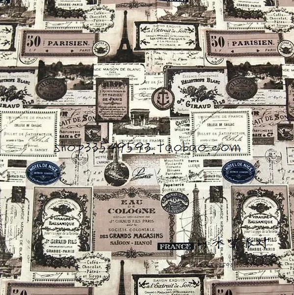 105X100 см сделать старые тона Париж Эйфелева башня Марки отель, хлопчатобумажная ткань для занавесок скатерти украшения DIY-AFCK606