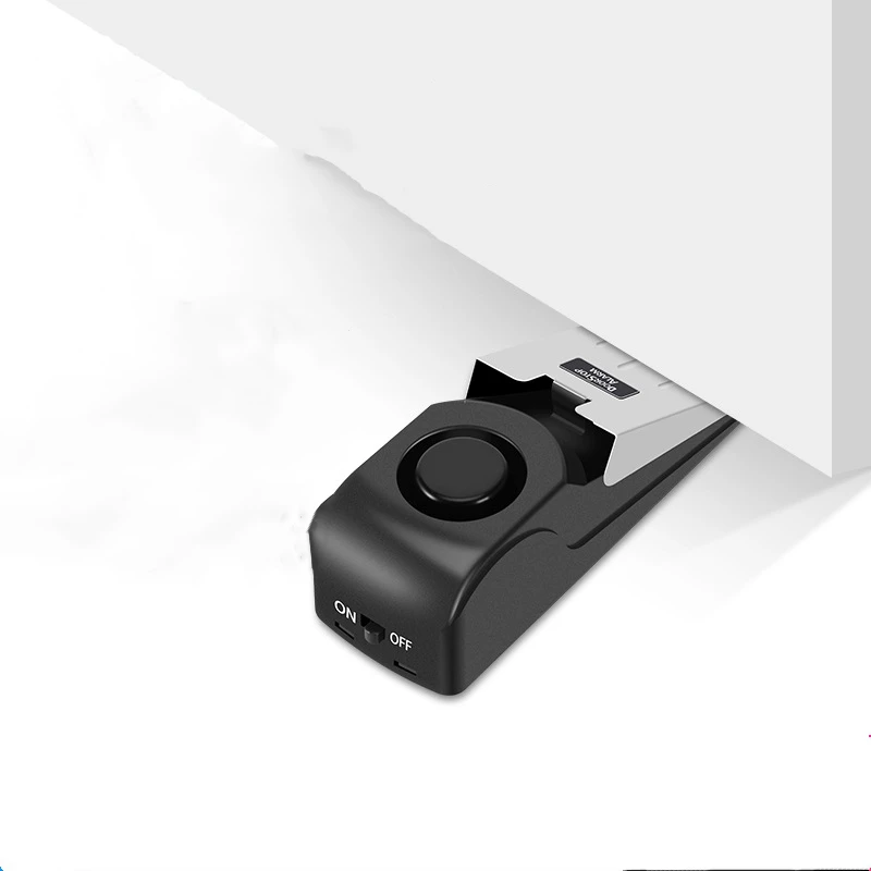 

120dB Mini Wireless Vibration Alarm Door Stop Alarm for home Wedge Shaped Stopper Alert Security System Block Blocking
