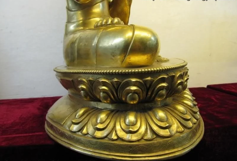 100% Pure Bronze 24 К Золото Позолотить Di ^ pam! Кара Mar-me-mdsad Будда Шакьямуни Статуя