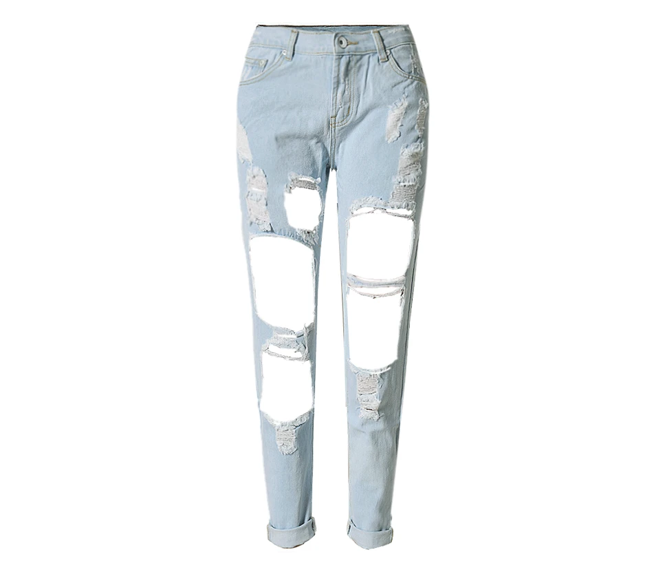 Zinwoco потертые джинсы уличный стиль рваные джинсы плюс размер женские сексуальные брюки джинсы рок крутые джинсовые винтажные прямые джинсы