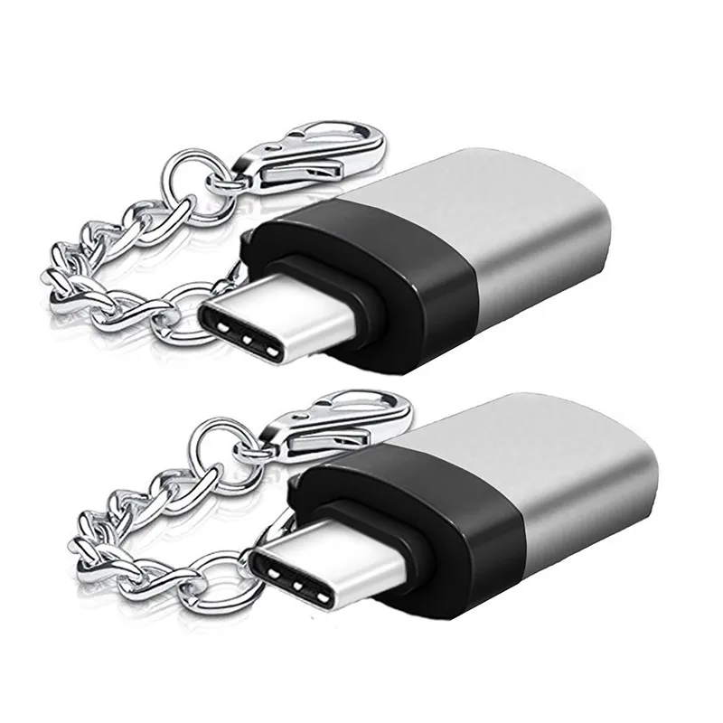 Robotsky type C USB 3,0 конвертер usb type C OTG Кабель-адаптер для samsung Galaxy S8 S9 huawei P20 - Цвет: Silver with Chain