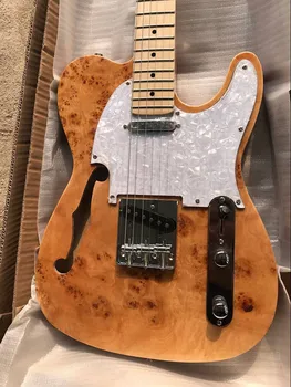 

Hot Sale Factory Custom Shop Natural Maple Fingerboard Basswood Body Jazz Electric Guitar Chrome Hardware