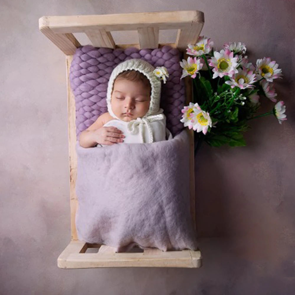 Don&Judy Handcraft 100% Wool Felted Round Blanket Baby Photo Shoot Set Basket Stuffer Newborn Little Infant Photography Prop 3