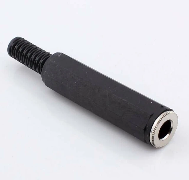 Double Jack 6.3 mm stereo female adapter to 6.3 mm male stereo jack, black  plastic body