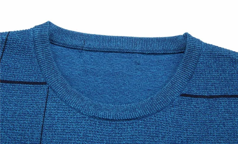 Бесплатная доставка осень-зима теплый свитер Для мужчин трикотажные Кашемир Шерсть пуловер Для мужчин мода полосатый О-образным вырезом