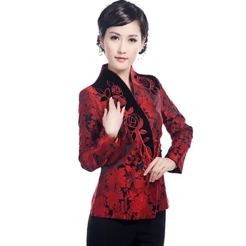 

Hottest Chinese Style Lady Silk Satin Overcoat Vintage Mandarin Collar Jacket Single Button Coat Tang Suit Size S To 4XL