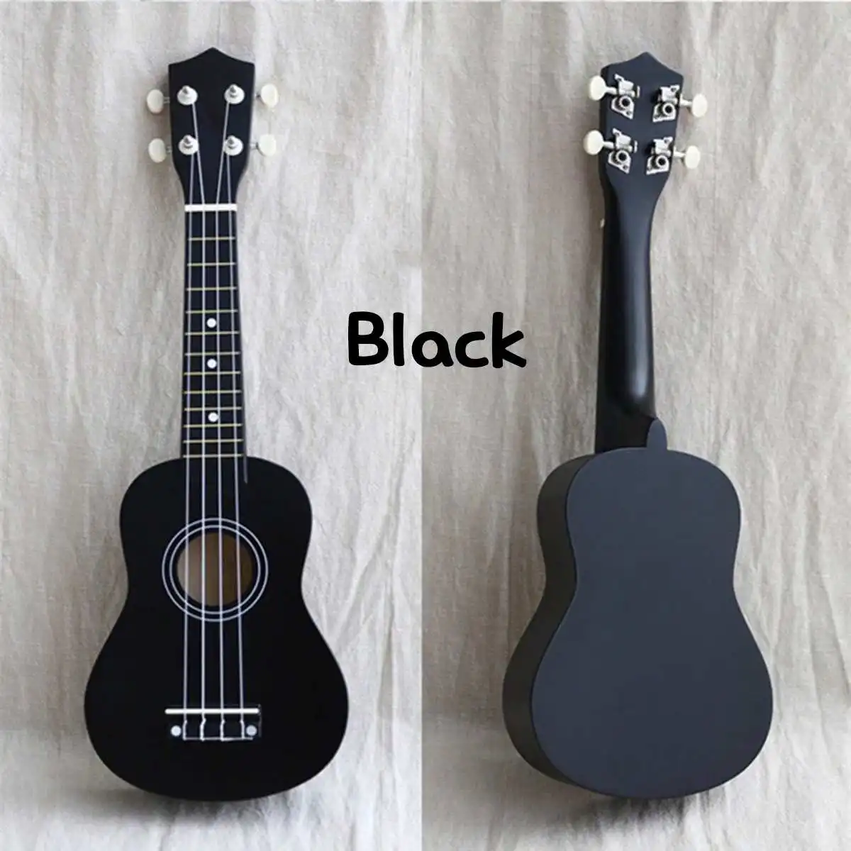 Зебра гитара комбо Гавайские гитары сопрано липа 21 дюймов 12 Лады 4 струны Уке Гавайи Музыкальные инструменты для нищий+ палочки и сумка - Color: Black