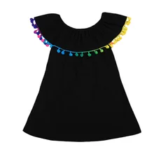Cute Baby Girls Dress Toddler Summer Clothes Multi Colors Off Shoulder Tassels Princess Party Dress 1-6Y