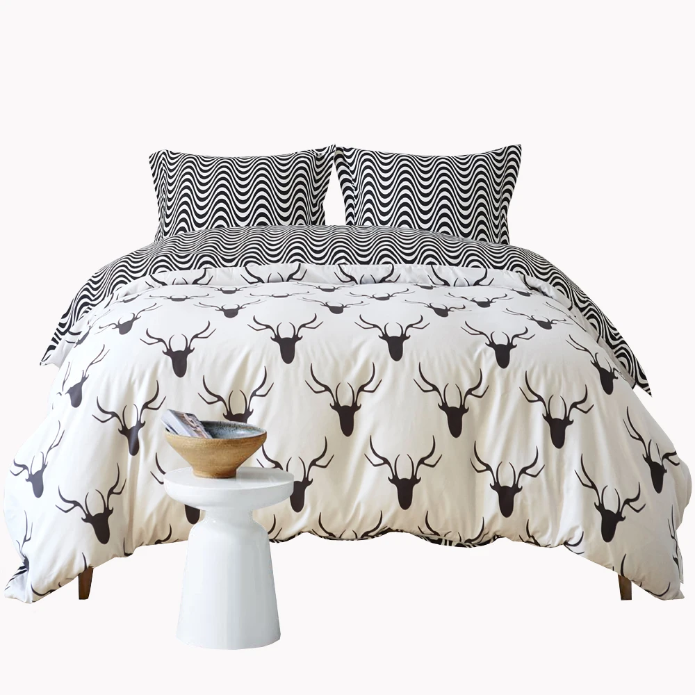 Zebra Wave Print Duvet Cover Set Black And White Super Soft