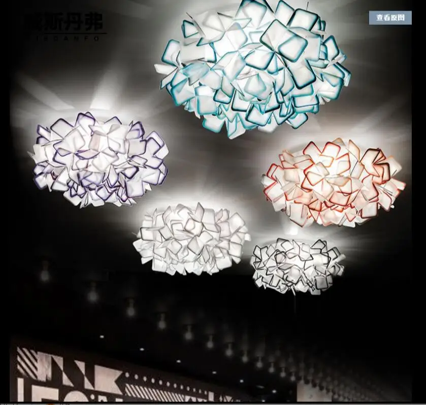 

L Nordic creative three-color light acrylic suction crane dual-use lamp petal bedroom ceiling chandelier led lamp lighting