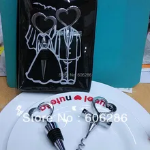 SG 100 компл./лот подарки из цинкового сплава пара бутылки вина Пробка и открывалка для свадьбы праздничные подарки