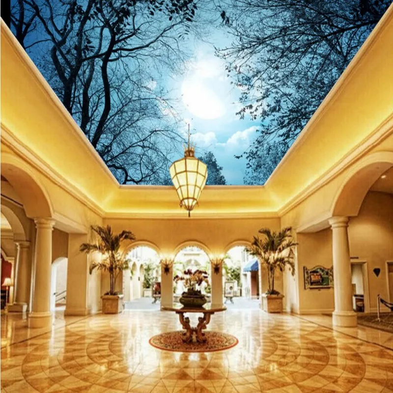 Custom 3d mural Beautiful sky tree branches mural living room hall