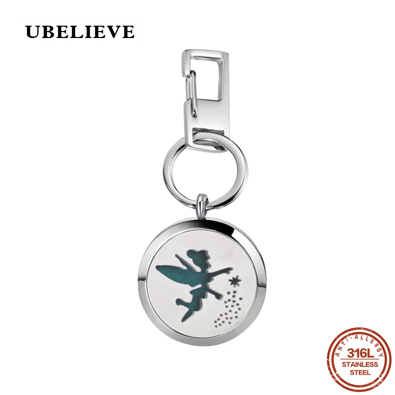 

UBELIEVE 316L Stainless Steel Key Chain Essential Oil Diffuser Scent Key Chain Keyring Aromatherapy Perfume Locket Free Felt Pad