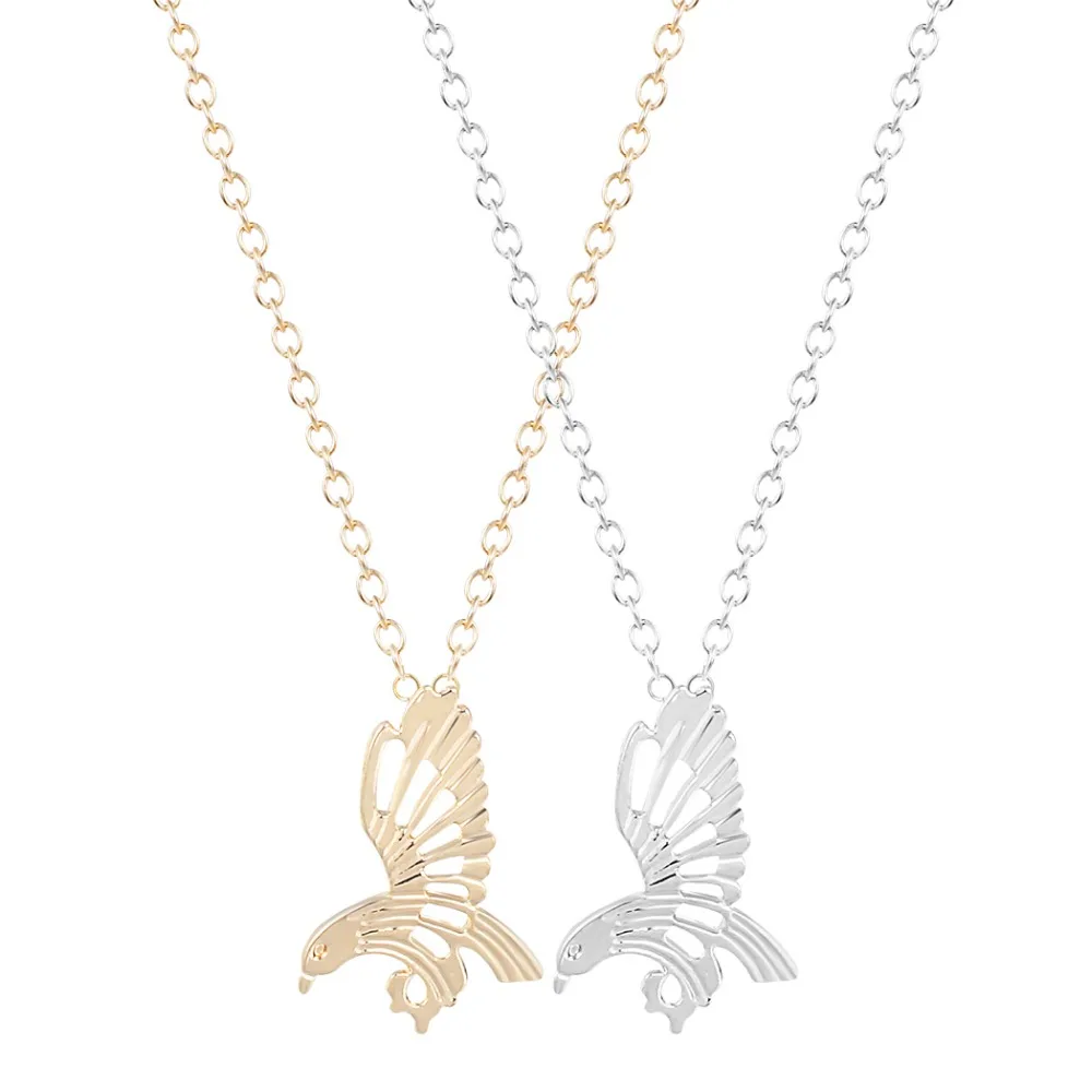

QIAMNI Fashion Jewelry 10pcs Wholesale Beautiful Flying Eagle Animal Necklace Origami Hawks Pendant Necklace for Women and Girls