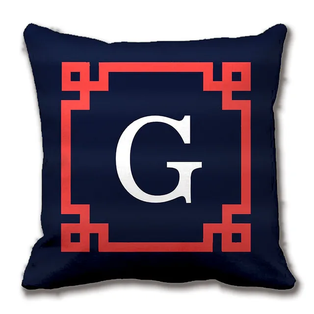 Navy C Red Greek Key Frame Init Monogram Throw Pillow Case Navy C Red Greek Key Frame Init Monogram Throw Pillow Case Decorative Customize The Letter Gift
