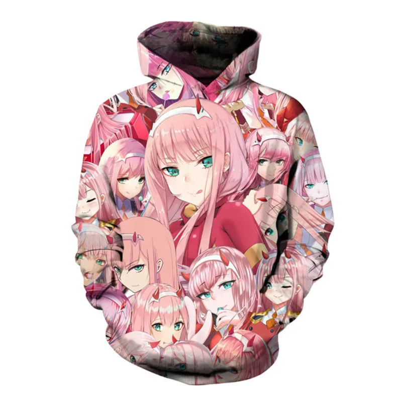 SOSHIRL DARLING In The FRANK толстовки хипстер аниме Zero Two Hoody унисекс розовые топы для девочек Kawaai милые пуловеры Большие размеры