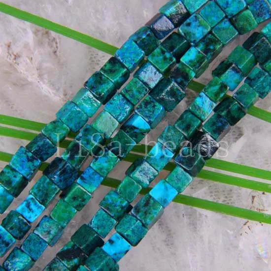 

Free Shipping New without tags Fashion Jewelry Cube 4MM Blue Brazilian Azurite Loose Beads Strand 16" RA462