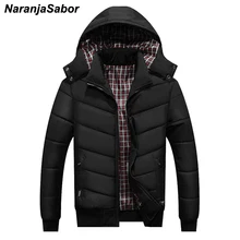 NaranjaSabor зима Для мужчин толстые пальто с капюшоном тонкий облегающие парки Повседневное теплые Для мужчин s куртки мужской моды верхняя одежда Для мужчин брендовая одежда