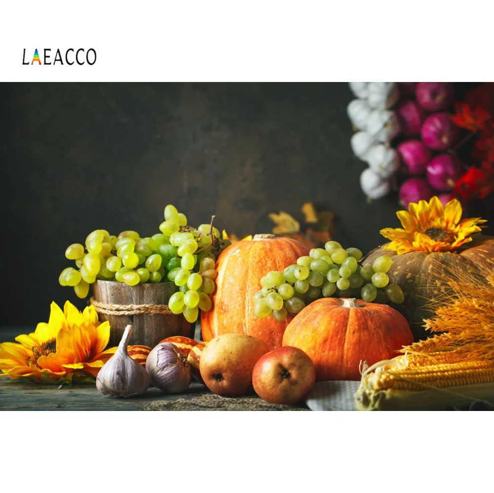 

Laeacco Photo Backgrounds Autumn Fruit Corn Vegetables Flower Harvest Season Portrait Photo Backdrops Photocall Photo Studio