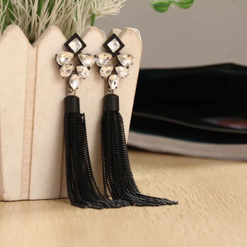 Горячая Распродажа черные/белые серьги подвески с кристаллами AAA Ajojewel черные