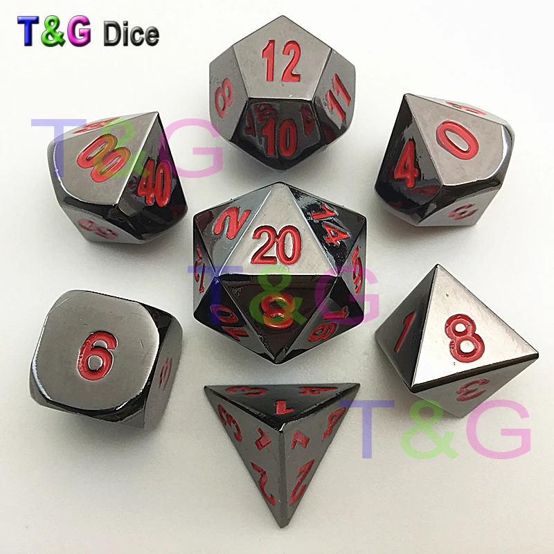 T& G Горячие D4 D6 D8 D10 D% D12 D20 металлические кости с красной цифровой плюс коробка Веселая Семейная Игра развлечения