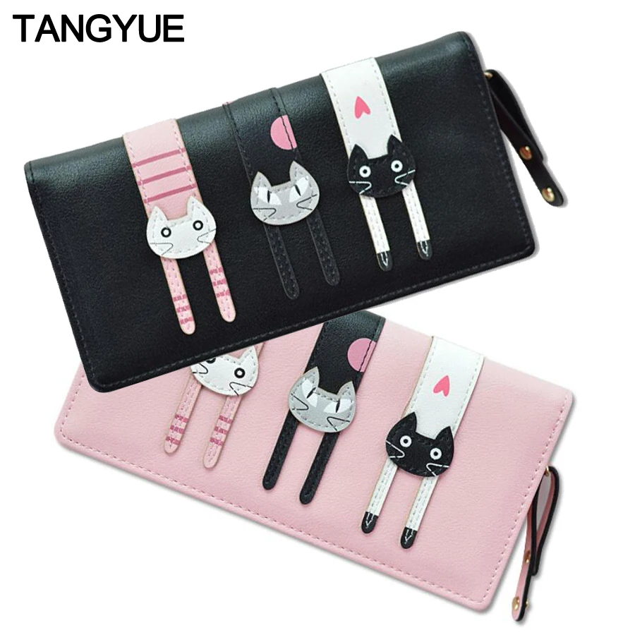 

TANGYUE Cute Women Wallet Female Long Clutch Cellphone Leather 2018 High Capacity Purses for Women Coins With Zipper Portomonee