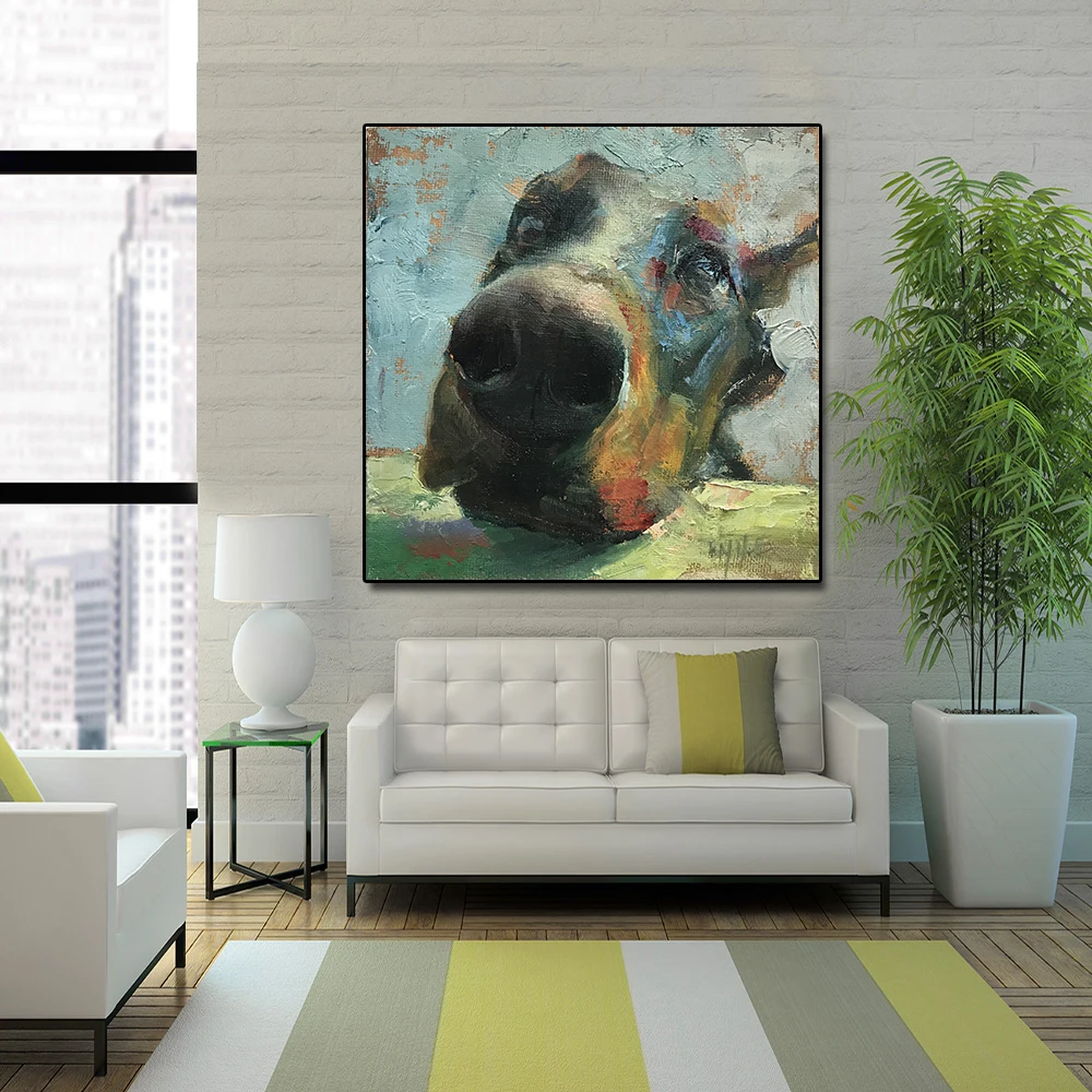 

Animal Dog's Head Canvas oil Painting Posters Print on Canvas Wall Art Picture for Living Room Decor for Home No Frame
