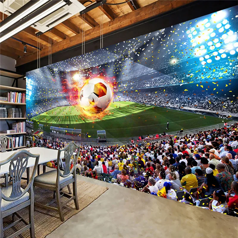 Фото обои 3D стерео футбольное поле Фреска гостиная кафе фон настенный домашний декор Креативные обои для стен 3 D фрески
