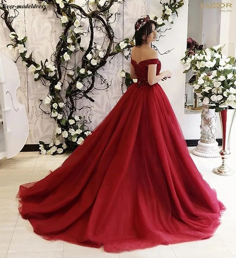 Burgundy Quinceanera Dresses Ball Gowns Off Shoulder Beaded Lace Up Back Plus Size Birthday Party Dress Sweet 16 Dresses