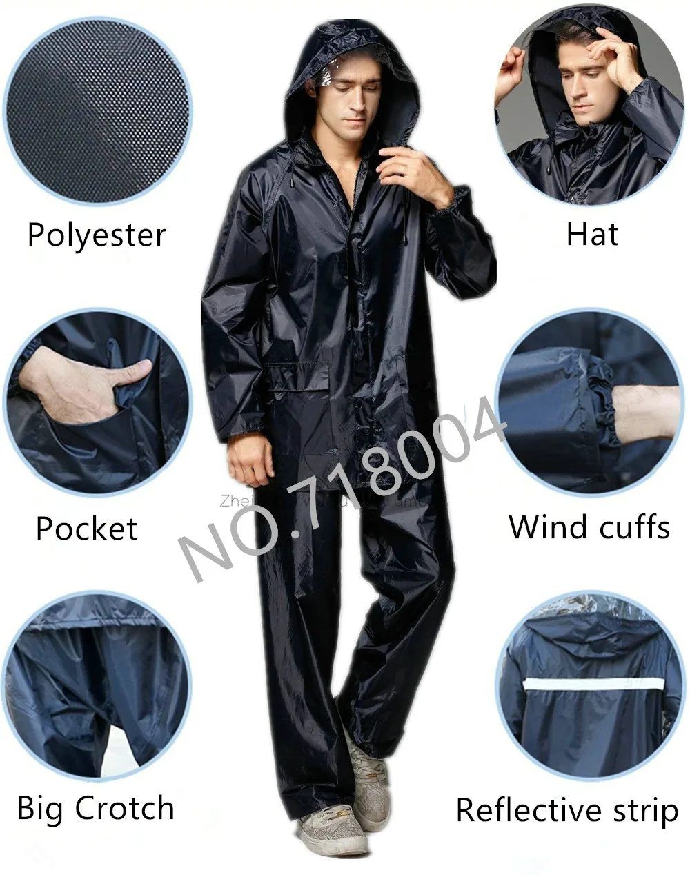 Raincoat Poncho Women Men Waterproof Trench Coat Rain coat Pants Set Outdoor Split Rain Suit Chubasqueros Mujer