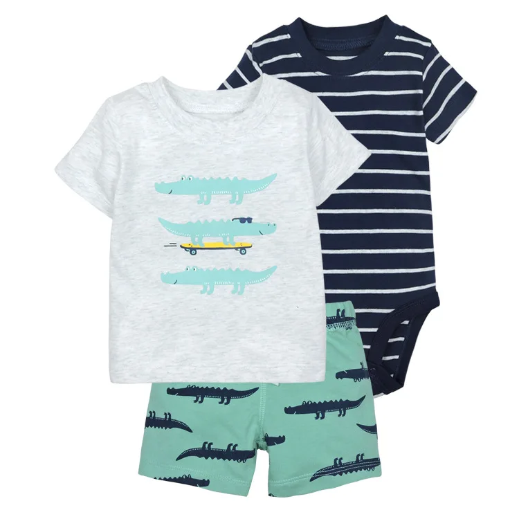 Г. Летняя одежда для маленьких мальчиков комплект одежды для новорожденных мальчиков футболка с черепашкой из 3 предметов боди-брюки с короткими рукавами одежда для маленьких мальчиков - Цвет: 8