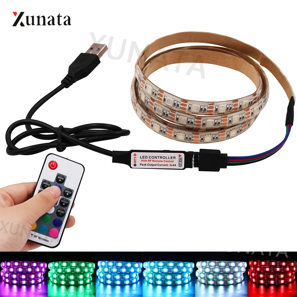 

DC5V USB RGB LED Strip 5050 30Leds Waterproof Flexible LED Ribbon RF Remote Control LED Tape for LCD Monitor TV Background Decor
