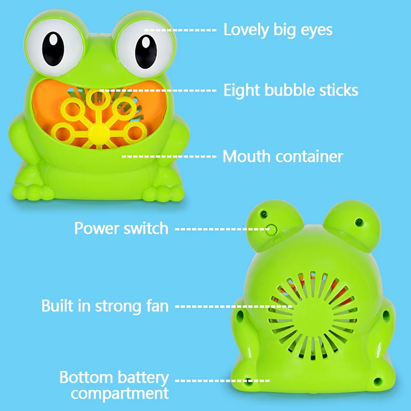 New Frog Automatic Bubble Machine Blower Maker Bubble Water Set Party Summer Outdoor Toy for Kids Wholesale And Drop Shipping