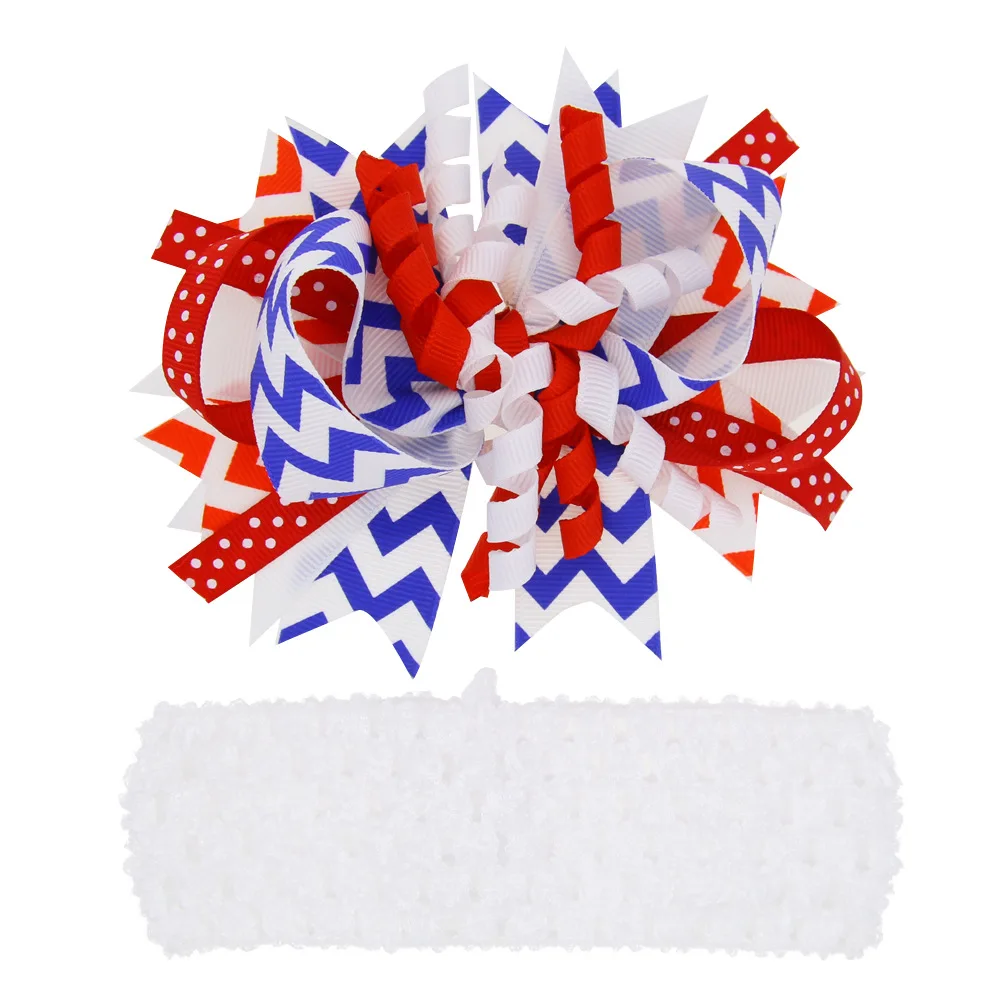 Повязка на голову с бантом и зажимом спине для девочек 4 июля|bow headband|4th of julyheadbands with