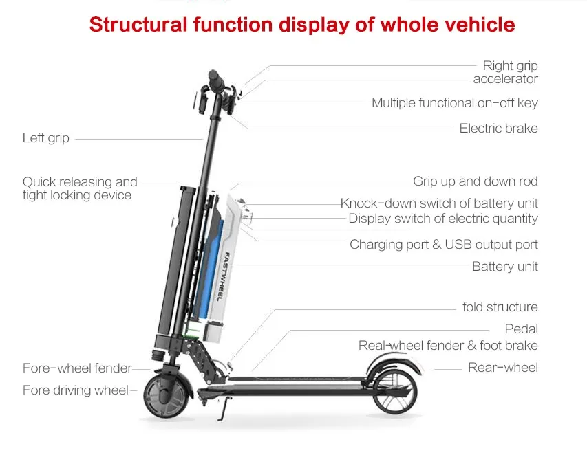 Best FastWheel F0 electric scooter adult foldable two wheel hoverboard electric sakteboard kick scooter 14