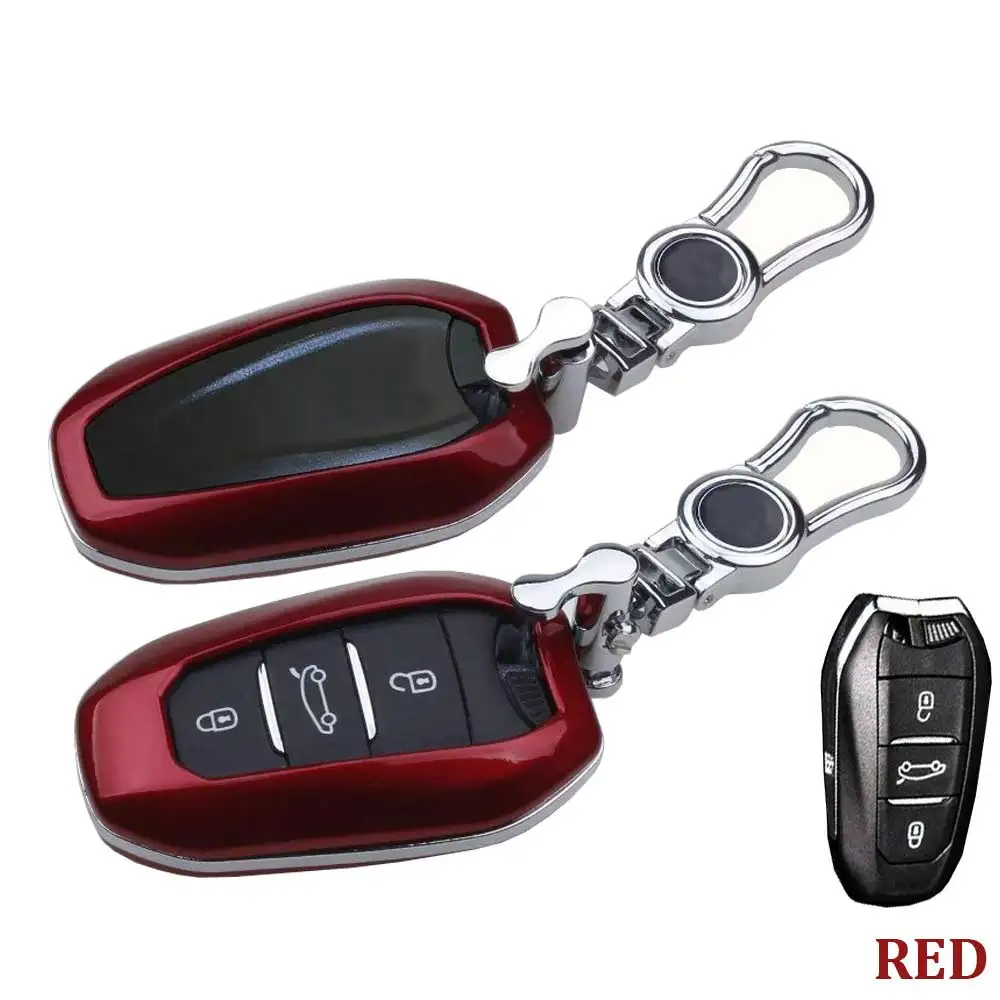 Пульт дистанционного управления 3 кнопки умный Автомобильный ключ оболочка Чехол Набор сумка для peugeot 2008/301/307/3008 S/308/407/408/4008/508/5008/брелок - Название цвета: paint-red